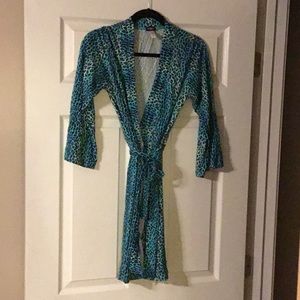 Cosabella Robe teal leopard print size small